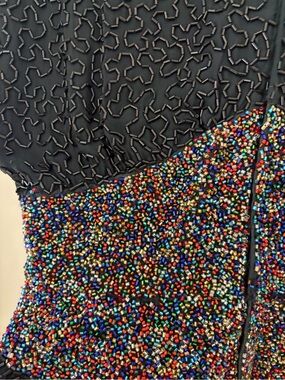 Cache Black Dress with Multicolor Bead Embellishment
